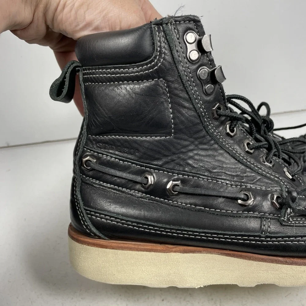 Sebago Shoreham Boots Mens Hiking Hunting Size 7.5 Black Leather Casual